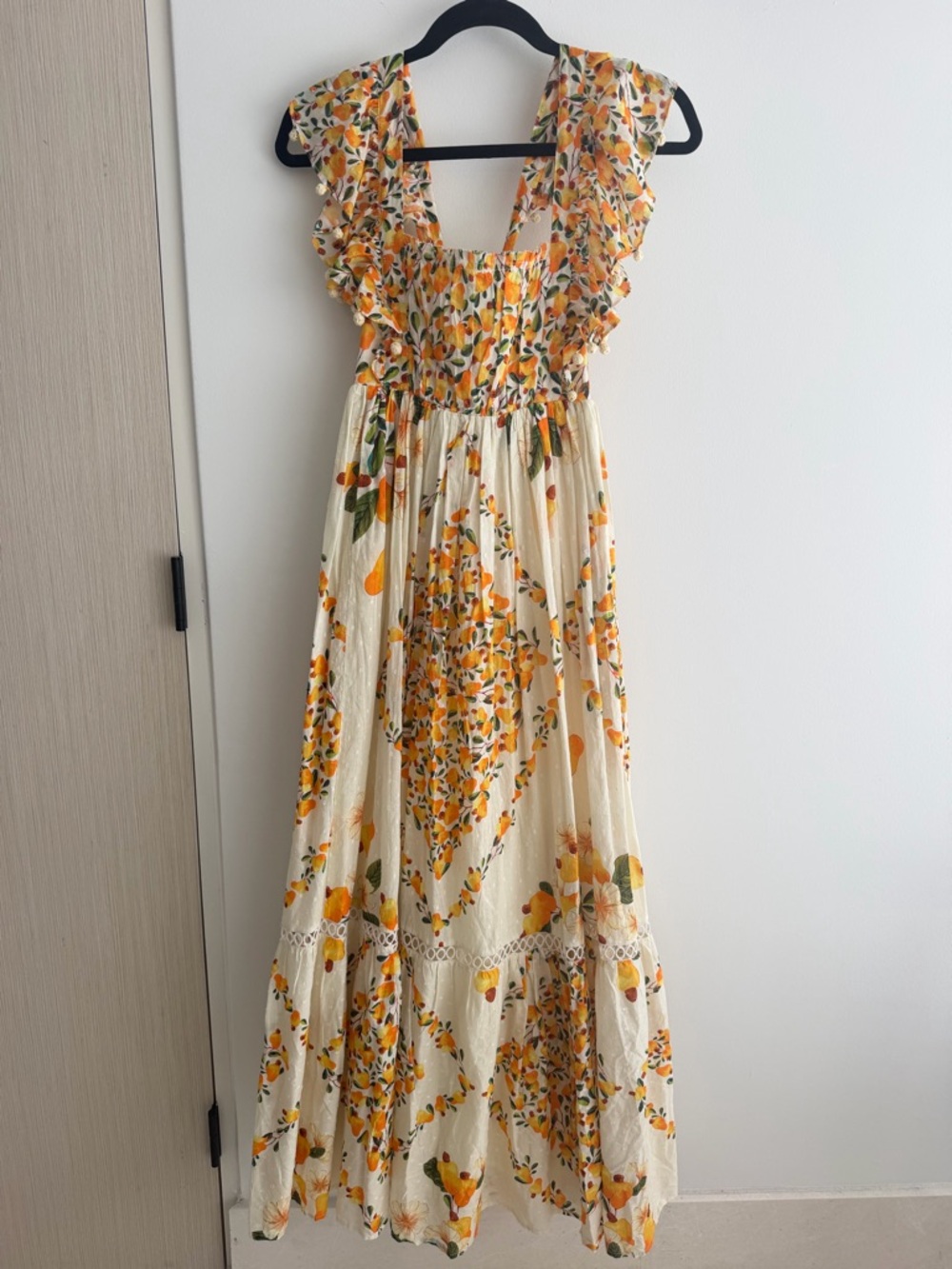 FARM Rio White Maxi Dress with Yellow Orange Floral Print - Picture 6 of 6
